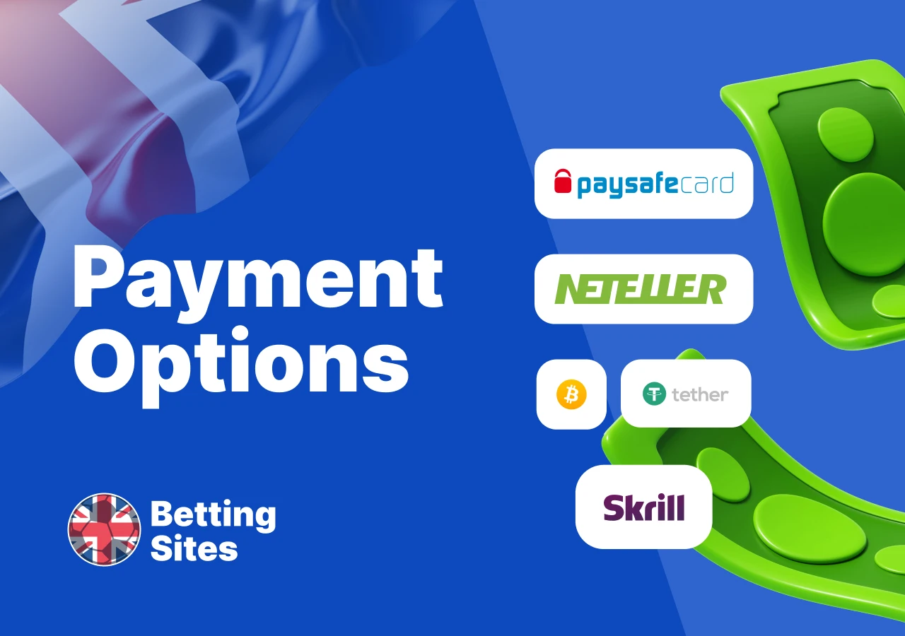 Supported options like Visa, Mastercard, PayPal, Skrill, Neteller, and bank transfers for UK